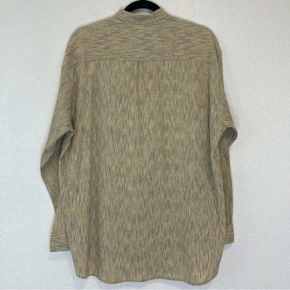 Jhane Barnes 100% Cotton Neutral Button Down Collarless Large - Picture 5 of 9